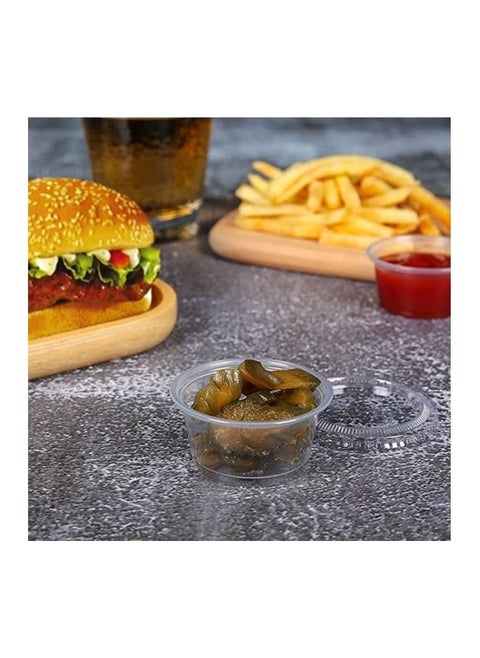 Plastic sauce container with transparent separate lid - 2 oz/62mm/count of 100 cans