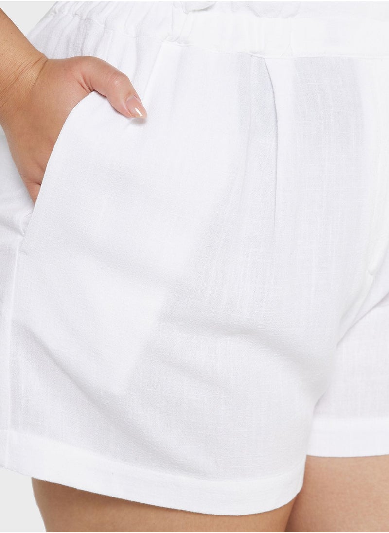 Topshop Curve - High Waist Mini Shorts - Image 1