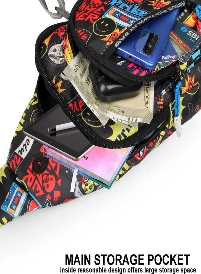 World Star Polyester Waist Pack Travel Handy Hiking Zip Pouch Document Money Phone Belt Sport Bag for Men and Women and Adult | Multicolor | worldstar Chester Printted Bag - Image 3
