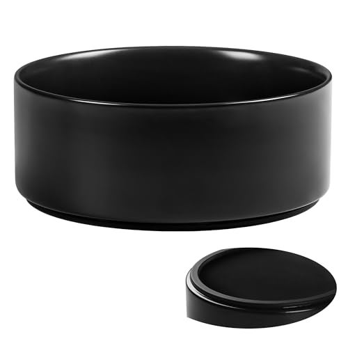 Kitwinney Large Dog Bowls, Non Slip Heavy Ceramic Dog Food and Water Bowl with Silicone Base, 8" Pet Feeding Bowl for Small, Medium, and Big Dogs (Black, 8 Inches) - Image 1