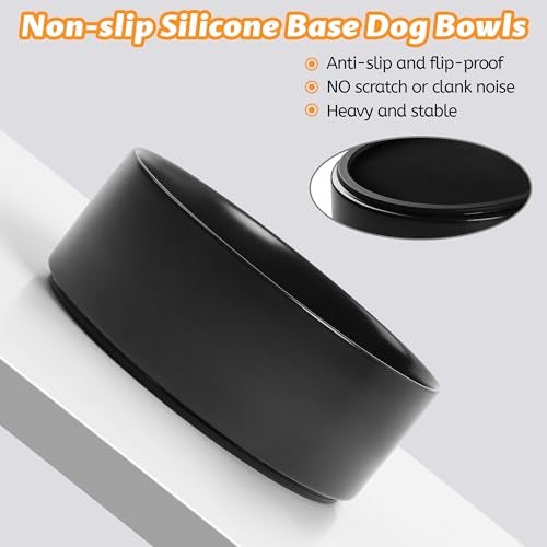 Kitwinney Large Dog Bowls, Non Slip Heavy Ceramic Dog Food and Water Bowl with Silicone Base, 8" Pet Feeding Bowl for Small, Medium, and Big Dogs (Black, 8 Inches) - Image 4