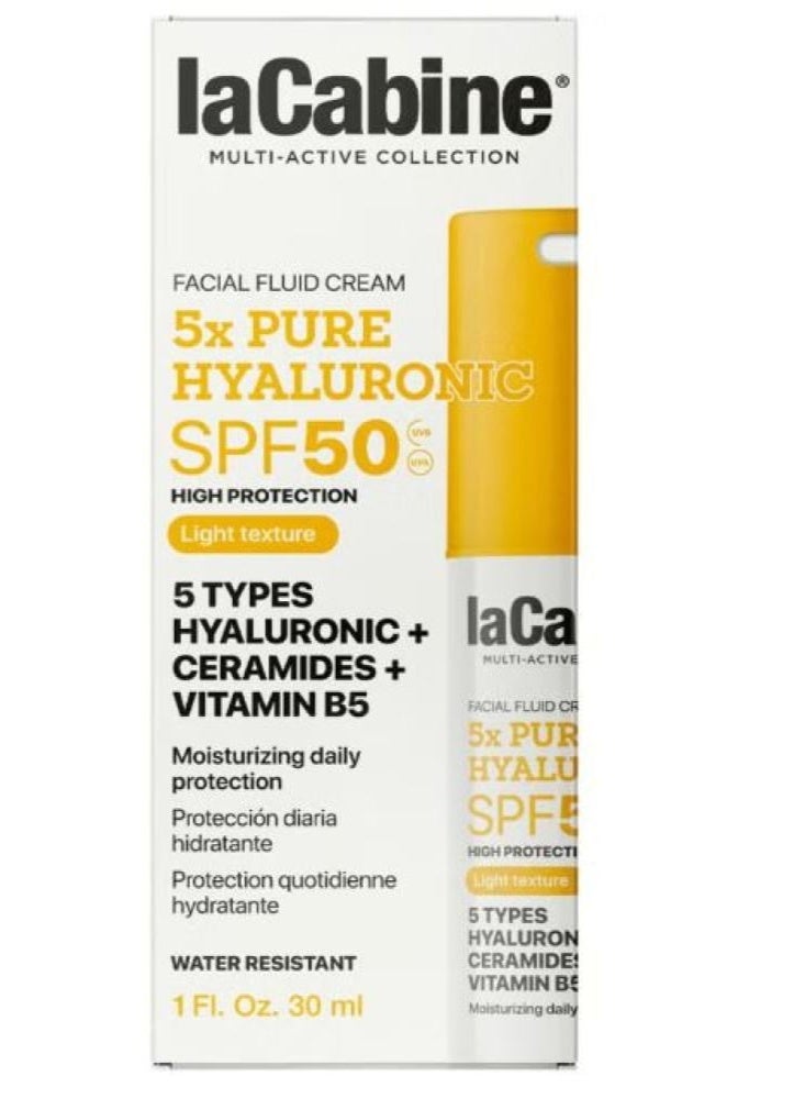 La Cabine 5x Pure Hyaluronic SPF50 Fluid Facial Cream 30ml - Image 2