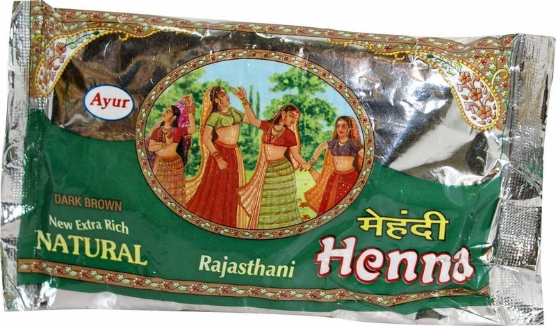 Indian Ayur Henna Mehendi Powder for Glossy Hair Color  Dark Brown35 Oz 100gms