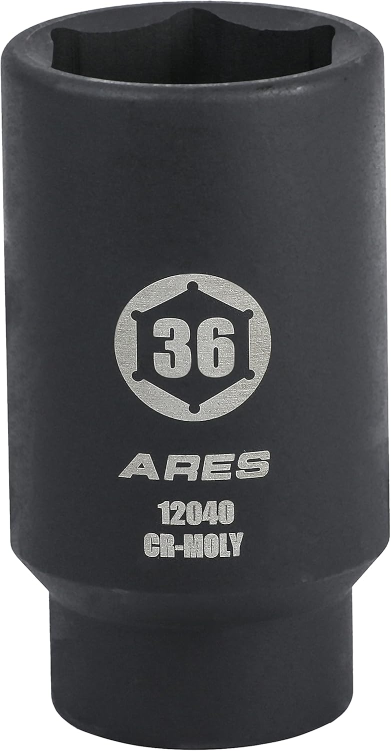 ARES 12040-36MM مفتاح صمولة محور - مفتاح 6 نقاط - مفتاح تأثير عميق إضافي 1/2 بوصة لإزالة سهلة لصمامات محور العجلات - Image 1