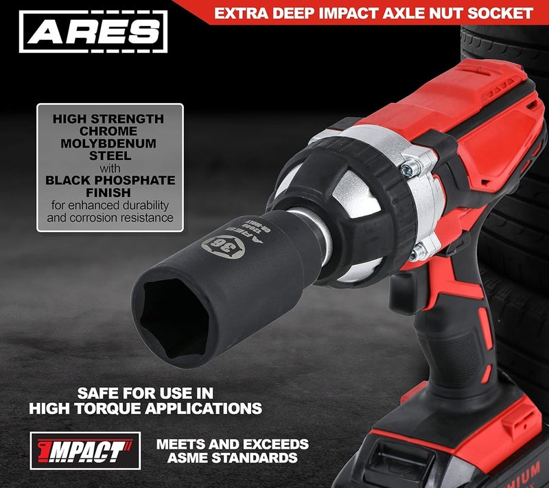 ARES 12040-36MM مفتاح صمولة محور - مفتاح 6 نقاط - مفتاح تأثير عميق إضافي 1/2 بوصة لإزالة سهلة لصمامات محور العجلات - Image 4
