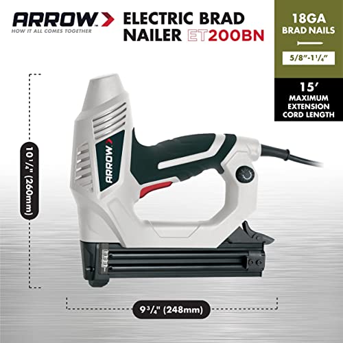 Arrow Fastener Arrow ET200BN Heavy Duty Electric Brad Nailer, Professional Nail Gun for Trim, Picture Frames, Crafts, Fencing, Uses Brad Nails in 5/8-Inch, 3/4-Inch, 1-Inch, and 1-1/4-Inch - Image 3