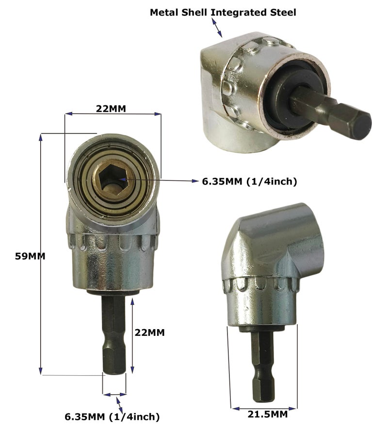 Inditrust 105 Degree Right Angle Drill Attachment Driver Drill Machine & Power Screwdriver Converter Attachment Drill Adaptor With ¼” Hex Shank Quick Change Drive, Magnetic Bit Holder - Image 3