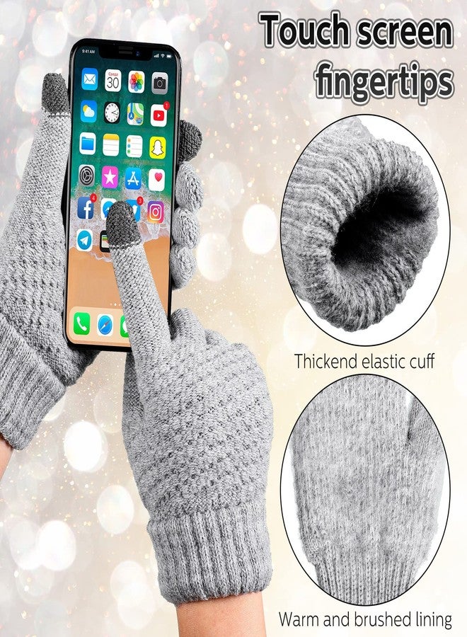 JaGely 9 Pcs Women Hats Gloves Scarf Set Winter Knit Beanie Hat Touchscreen Gloves and Scarf Knit Set Gifts for Men Women (Black, Gray, Beige) - Image 5