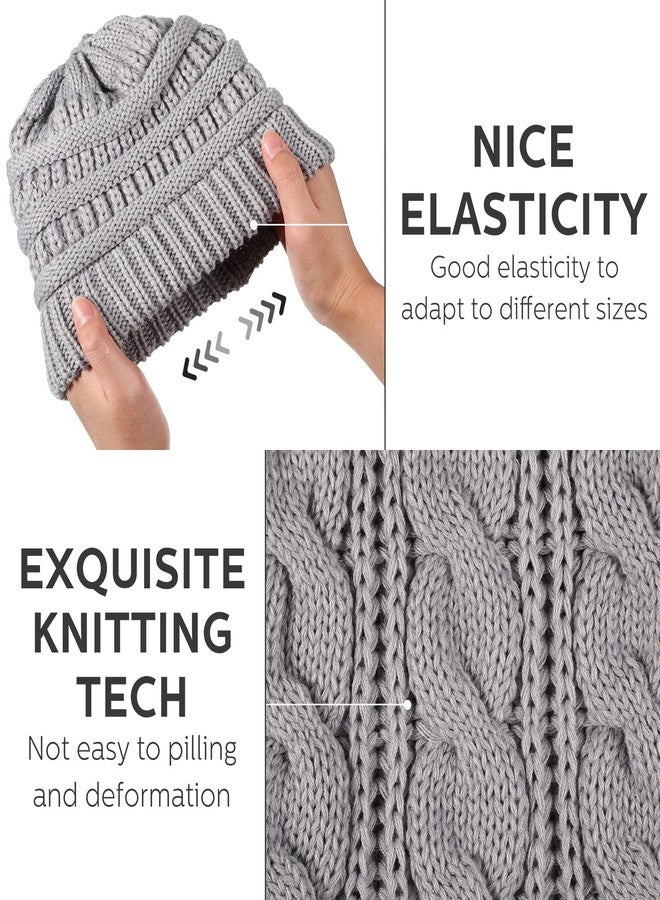 JaGely 9 Pcs Women Hats Gloves Scarf Set Winter Knit Beanie Hat Touchscreen Gloves and Scarf Knit Set Gifts for Men Women (Black, Gray, Beige) - Image 3