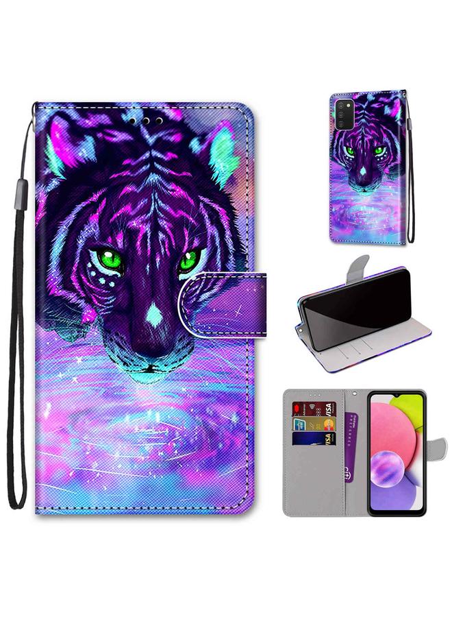 اس-توب جراب لهاتف Samsung Galaxy A03s مقاس 166 مم، جراب هاتف جلدي أفقي قابل للطي بتصميم متقاطع ملون مع حامل وفتحات للبطاقات ومحفظة وحبل تثبيت - Image 1