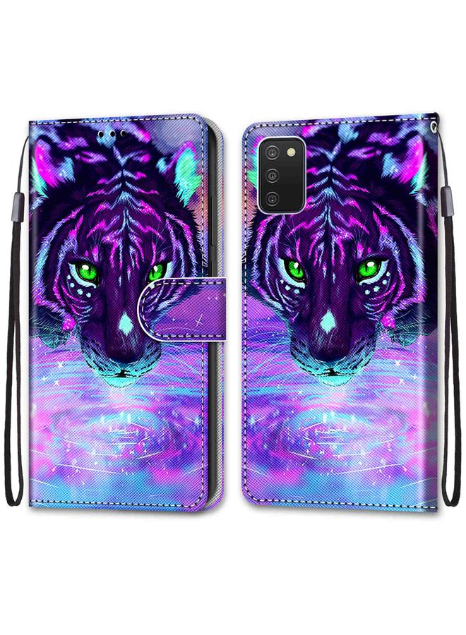 اس-توب جراب لهاتف Samsung Galaxy A03s مقاس 166 مم، جراب هاتف جلدي أفقي قابل للطي بتصميم متقاطع ملون مع حامل وفتحات للبطاقات ومحفظة وحبل تثبيت - Image 2