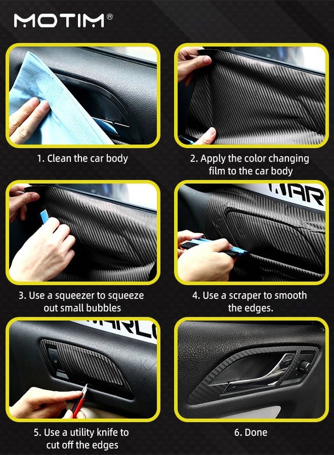 Motim 3D Carbon Fiber Film Vinyl Wrap Car Sticker 152*30 CM, Car Interior Detailing Wrap Protective Stickers Tape, DIY Wrap Papers for Automotive Interior Exterior Decoration - Image 5