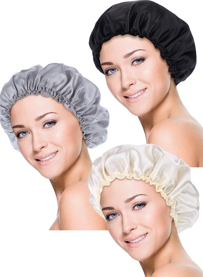 Blulu 3 Pieces Sleep Cap Satin Bonnet Night Sleeping Soft Hair Turbans for Women and Girls - Image 1