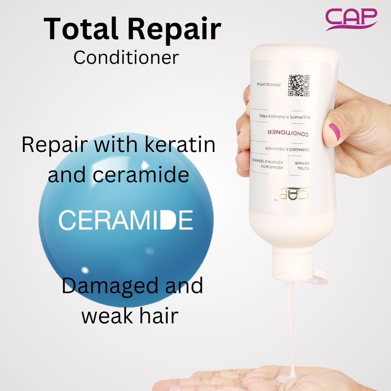 Uranus CAP Total Repair Conditioner 300ml Keratin Ceramide Deep Hair Repair Frizz Control Sulfate Paraben Free For Damaged Weak Hair - Image 5