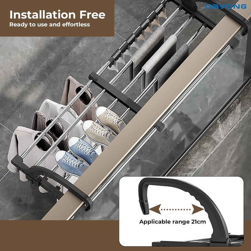 DAYONG Portable Clothes Drying Rack,Clothes Hanging for Balcony,Windowsill and Guardrail,Laundry Rack Door Hanger Rod for Indoor Outdoor for Towels, Lingerie, Hosiery,Shoes (Telescopic 51-90cm) - Image 3