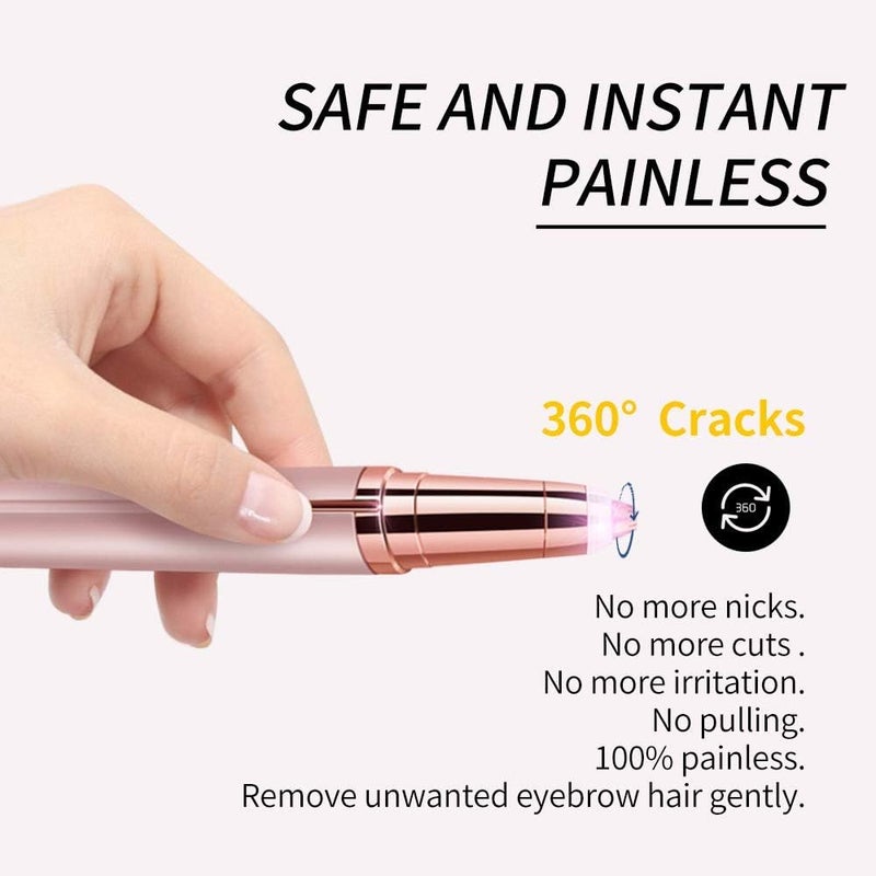 N.C Eyebrow Hair Remover, Eyebrow Shaper for Women, Painless-Precision Eyebrow Trimmer Brows Epilator Eye Brow Facial Face Razor for Face Lips Nose Facial Hair Removal with LED Light - Image 5