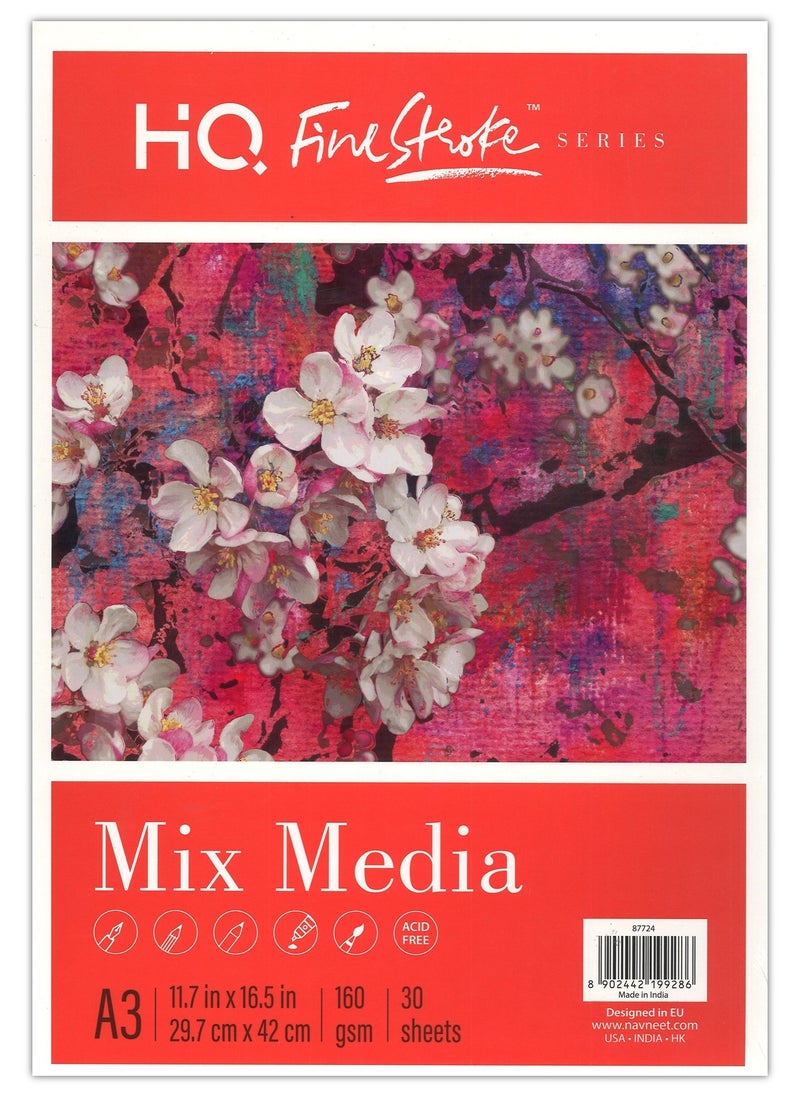HQ A3 Size Mix Media Sketch Pad 30 Sheets 160gsm Thickness  - Image 1