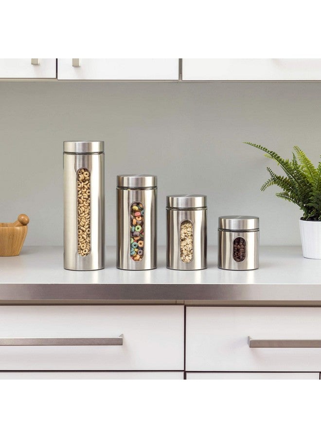 Le'raze Quality 4pc Stainless Steel Canister Set for Kitchen Counter with Glass Window & Airtight Lids, Food Storage Containers, Pantry Storage & Organization Set for Coffee, Flour, Pasta, Rice, Spices, Herbs  - Image 4