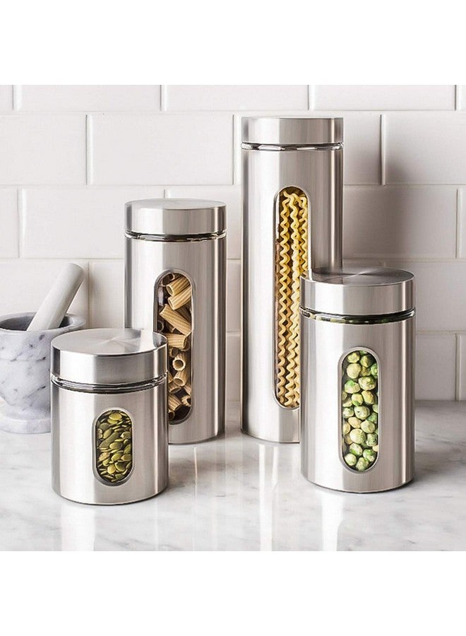 Le'raze Quality 4pc Stainless Steel Canister Set for Kitchen Counter with Glass Window & Airtight Lids, Food Storage Containers, Pantry Storage & Organization Set for Coffee, Flour, Pasta, Rice, Spices, Herbs  - Image 2