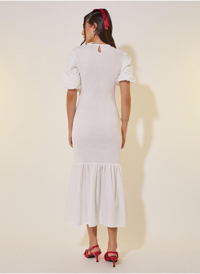 Take Two Smocked Puff-Sleeve Dress  - Image 5