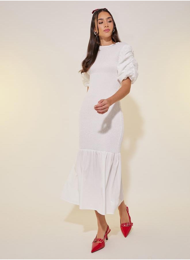 Take Two Smocked Puff-Sleeve Dress  - Image 2