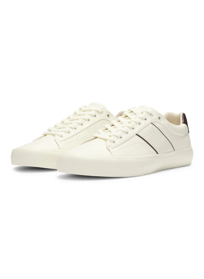 بوس Faux-leather trainers with plain and grained textures