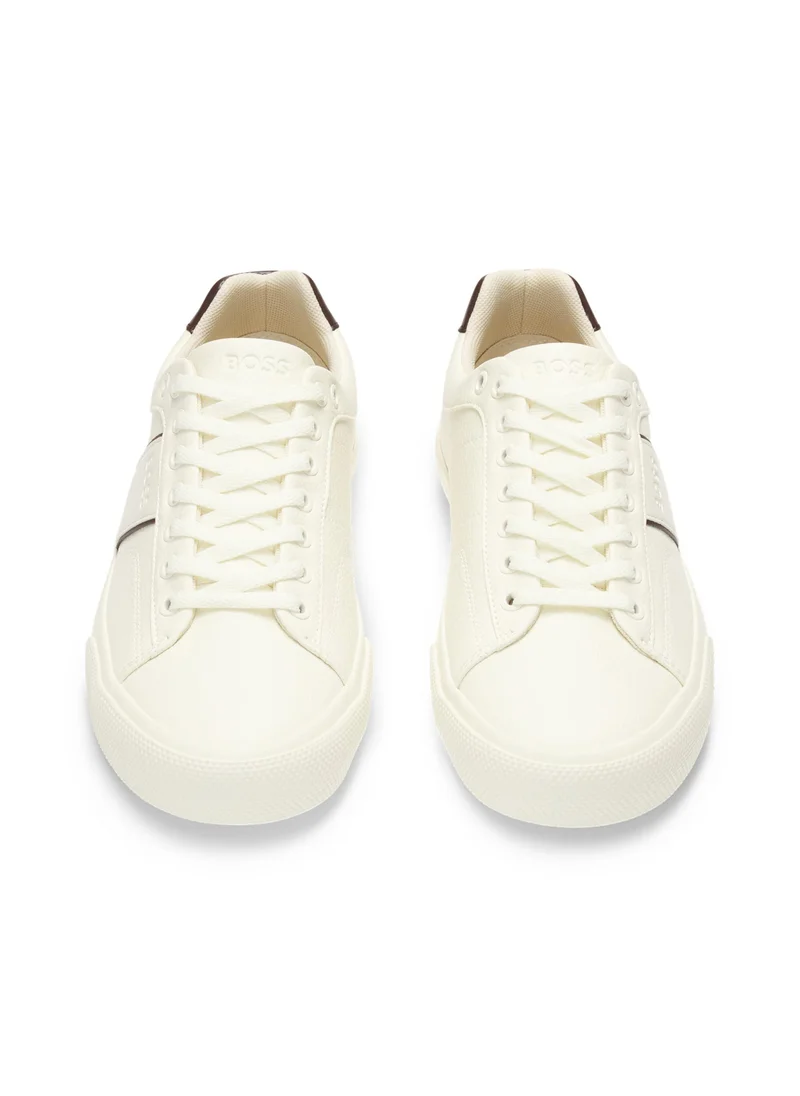 بوس Faux-leather trainers with plain and grained textures