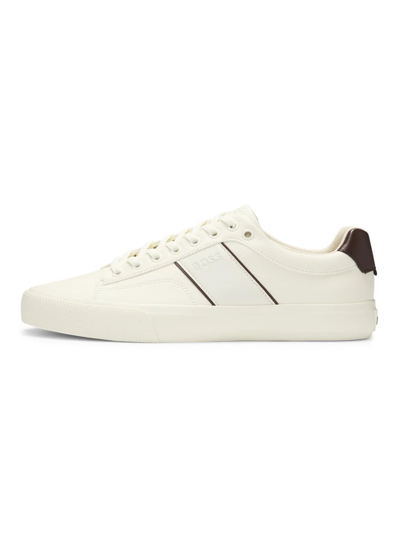 بوس Faux-leather trainers with plain and grained textures
