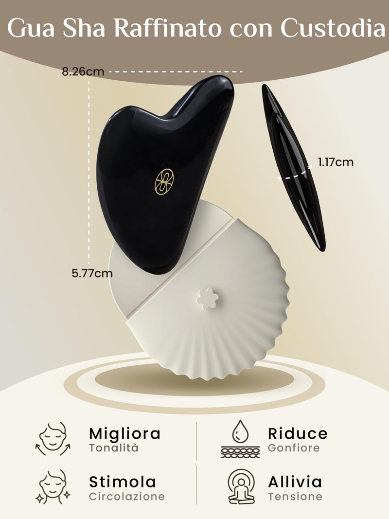 Rena Chris Gua Sha Facial Tools, Ergonomic Black Obsidian Jade Guasha Tool for Face Massage, Manual Facial Massager Tool for Jawline Sculpting and Puffiness Reduction with Silicone Case (Black) - Image 2