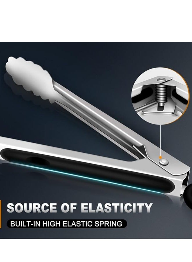 Kitchen Tongs - Heavy Duty Food Tongs, Ergonomic Grip,Superior Stainless Steel and Non-Slip Heat Resistant handle - Perfect for Cooking, Salad, Grilling, Barbecue,Dishwasher safe - Image 2