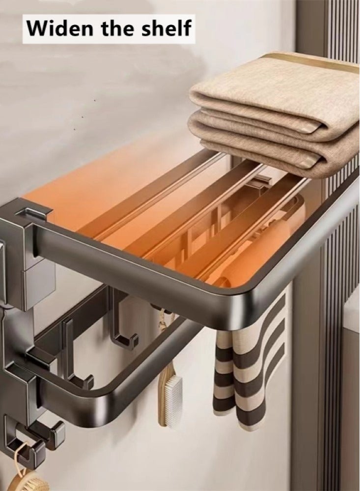 Kutis 1-Piece Bathroom Shelf Wall Mounted Suction Cup Storage Rack Multifunctional Towel Rack Aluminum Grey 60x22x21 cm - Image 4