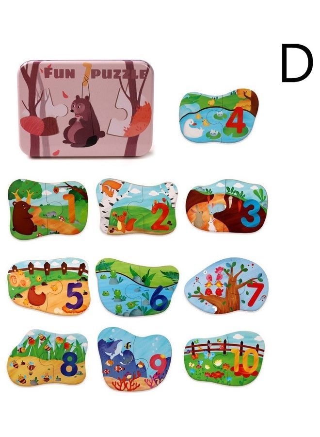 NIBEMINENT 10-Piece Wooden Jigsaw Puzzle With Iron Box