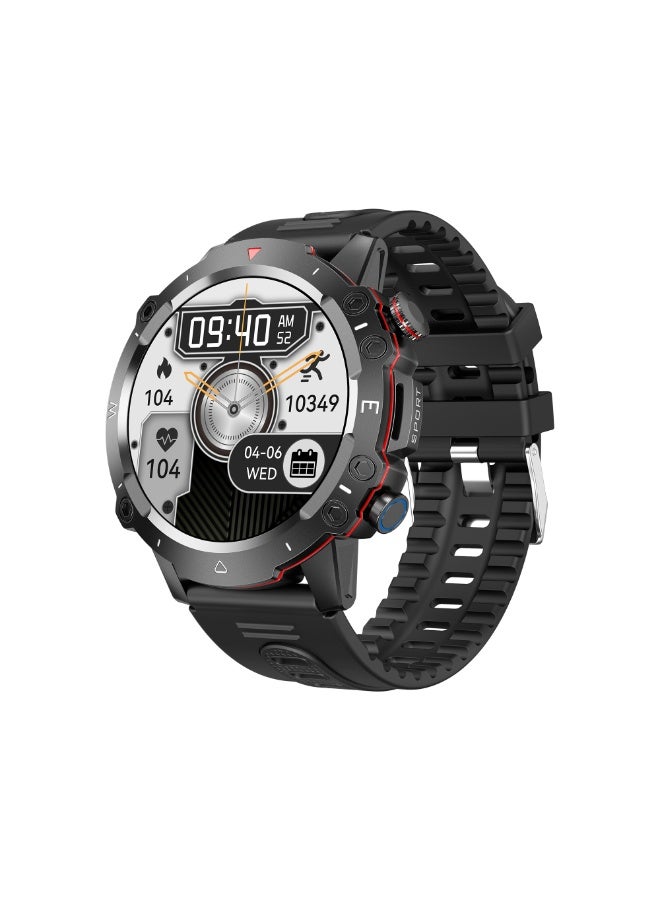 ساعة دوم الذكية للرجال، شاشة AMOLED تعمل دائمًا، مكالمات بلوتوث، مقاومة للماء، ساعة لياقة بدنية، متوافقة مع أنظمة Android وiOS، لون أسود - Image 1