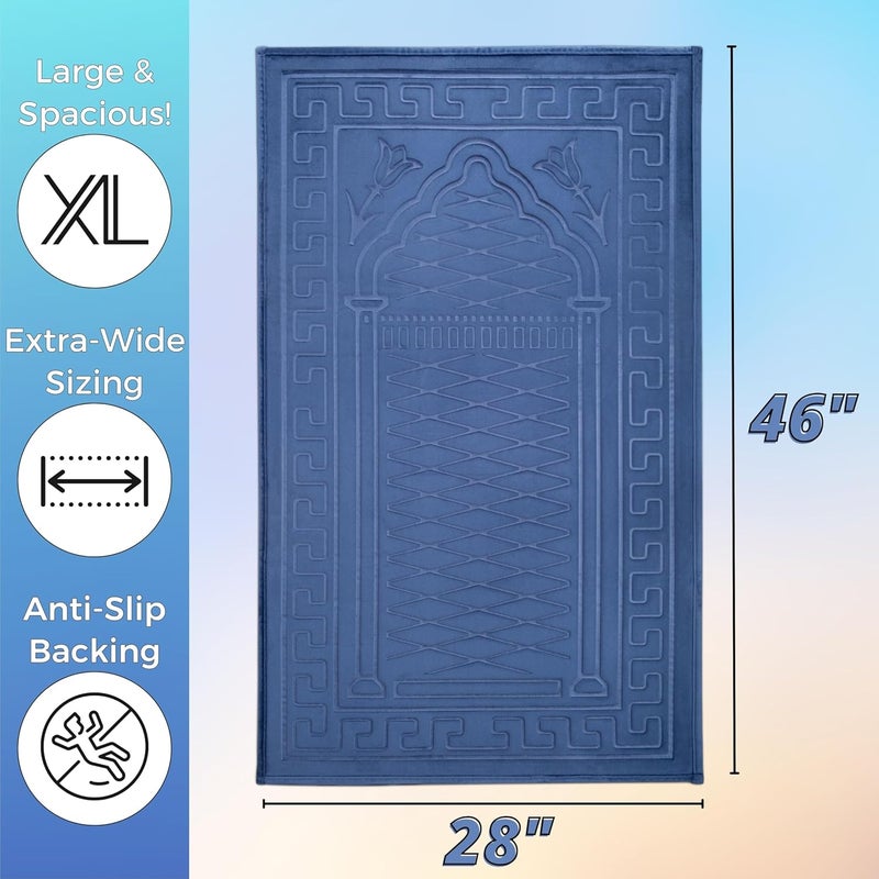 Sacred Artisans Padded Prayer Mat Thick with Soft Velvet Foam | Prayer Rug and Meditation Mat for Men Women Home Travel & Gift (Ocean Blue) - Image 3