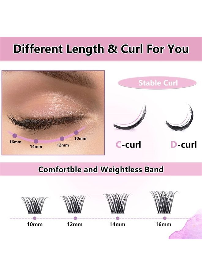 GAQQI عناقيد الرموش، عناقيد رموش صناعية C Curl 168، رموش فردية ناعمة وخفيفة الوزن بطول 16 مم، رموش عناقيد قابلة لإعادة الاستخدام (GQ03، 16 مم، C Curl) - Image 2