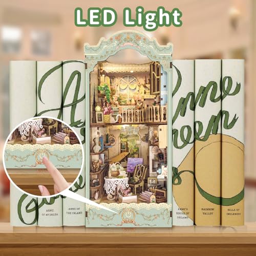 SUDOPOR DIY Book Nook KitDollhouse Booknook Bookshelf Insert Decor3D Wooden Puzzles with LED Dust CoverBook Nook Miniature KitBirthday Halloween Home Decor for Teens AdultCountryside Diary - Image 5