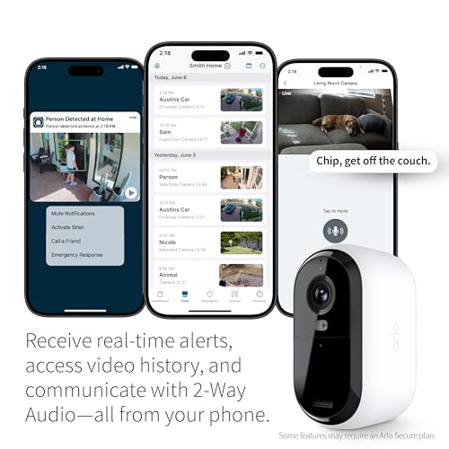 Arlo Essential Security Camera HD | Indoor - Outdoor | 2nd Gen | Wireless with Spotlight, 2-Way Audio, Color Night Vision, Live Stream, Motion Activiation, Real Time Notifications - White, 1 Cameras - Image 4