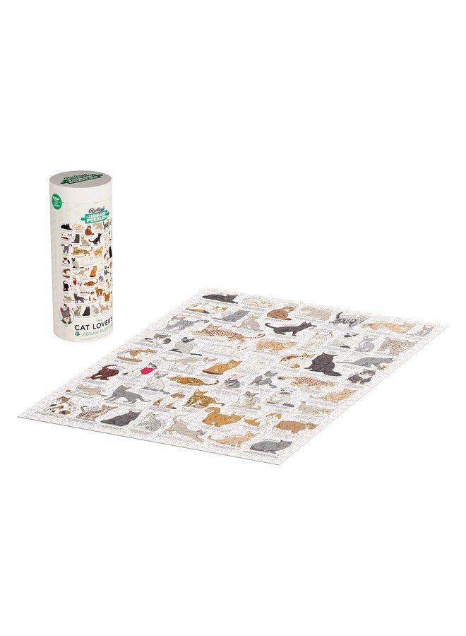 Ridley's Cat Lover's 1,000-Piece Jigsaw Puzzle - Cat Puzzle with Informational Image about Different Breeds, Sturdy Storage Tube Included - Activity Puzzle - Makes a Great Gift - Image 1