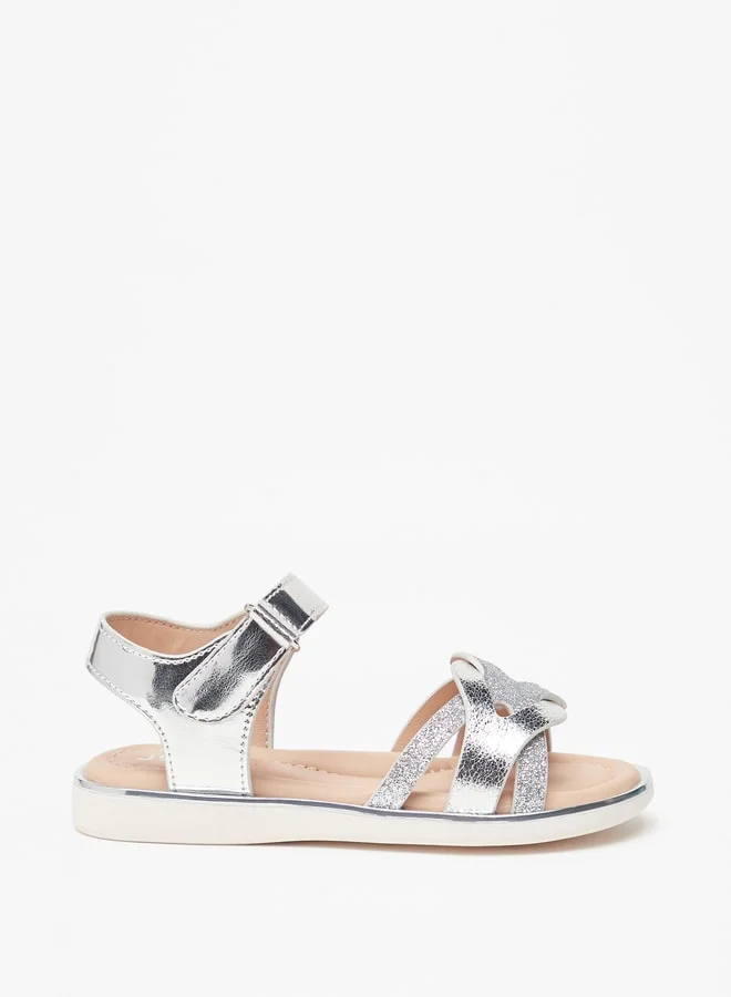 JUNIORS Girls Textured Sandals With Hook And Loop Closure