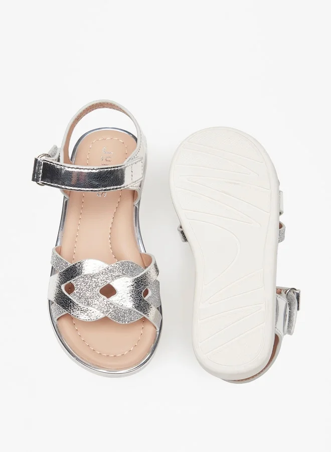 JUNIORS Girls Textured Sandals With Hook And Loop Closure