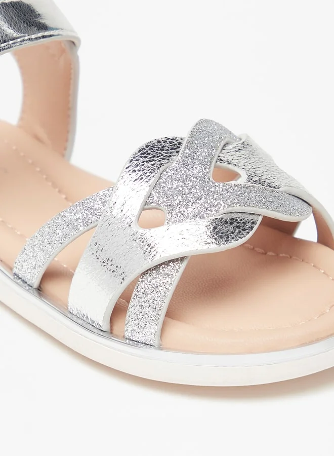 JUNIORS Girls Textured Sandals With Hook And Loop Closure