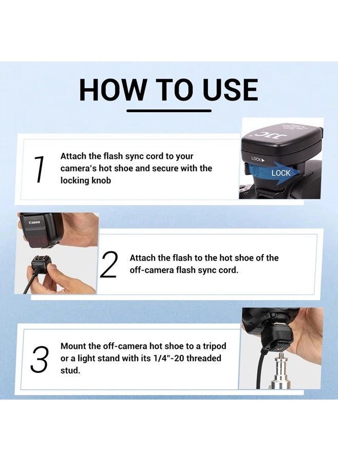 JJC Flash TTL Cord JJC Off-Camera Flash Hot Shoe Cord for Nikon Z5 Z6 Z6II Z7 Z7II D6 D5 D780 D850 D810 D750 D500 D7500 D7200 D5600 D5500 D5300 D3500 D3400 Replaces Nikon SC-28 Cord -1.3m - Image 2