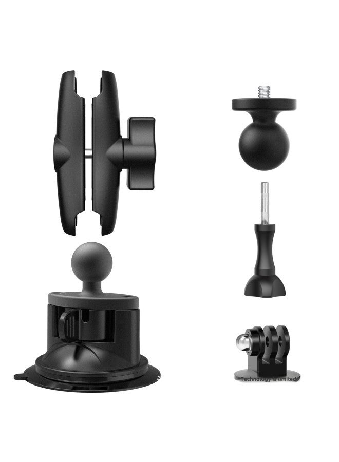 Staring Bracket 25mm Ball Head Motorcycle Outdoor Riding Car Suction Cup Fixed Bracket Shooting Mobile Phone Bracket-Color:One Inch Ball Head Sucker (9CM Connecting Rod) - Image 1