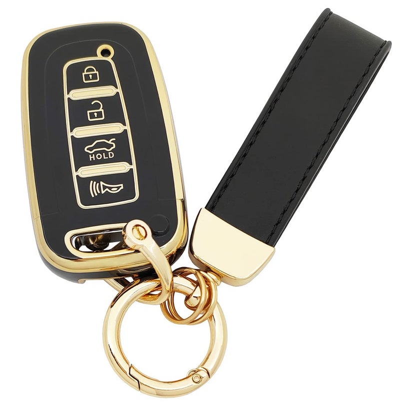 vurbemes 360 Degree Soft TPU Protector Key Fob Cover Case Compatible with 2010 2011 2012 2013 2014 2015 Hyundai Sonata Equus Turbo Elantra Kia Sorento Forte Optima Sportage Soul Key Fob (Black) - Image 1