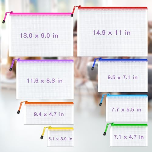 Umriox Mesh Zipper Pouch, 8 Assorted Size (8 Colors, 36 Packs), Zipper Bags, Storage Bags for Craft Projects Office Cosmetics Travel - Image 4