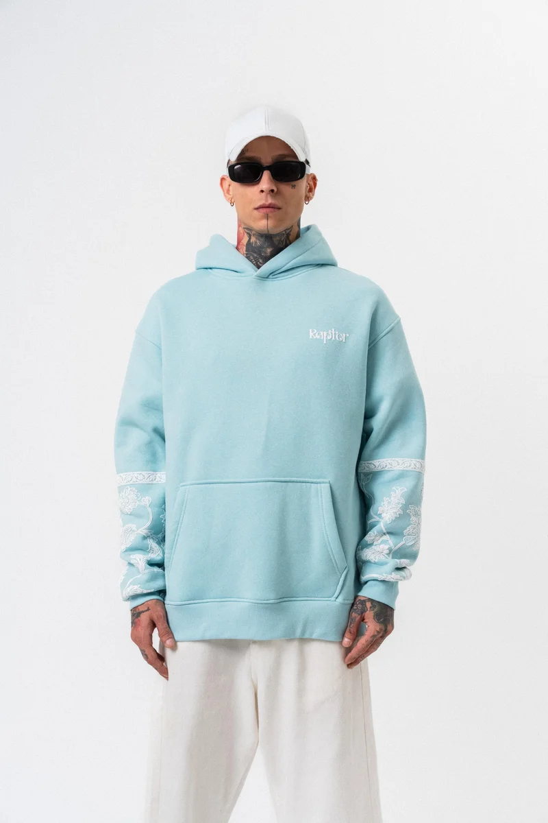ريسباير هودي رجالي كبير بطبعة رابتور أزرق