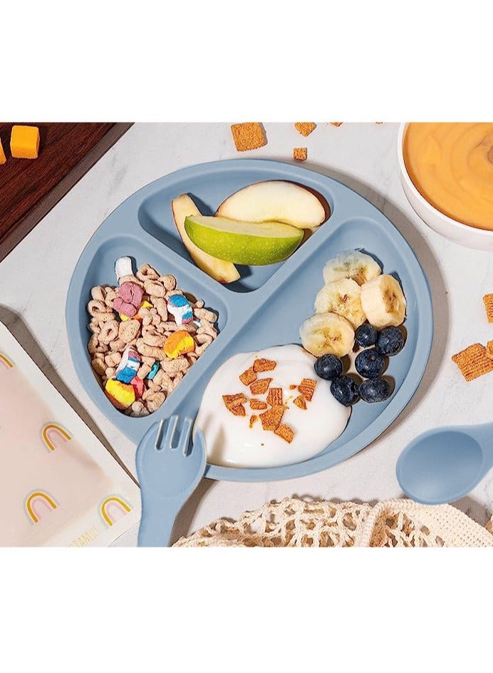 5-piece silicone baby feeding set, silicone bib, dining plate, suction cup bowl - Image 2