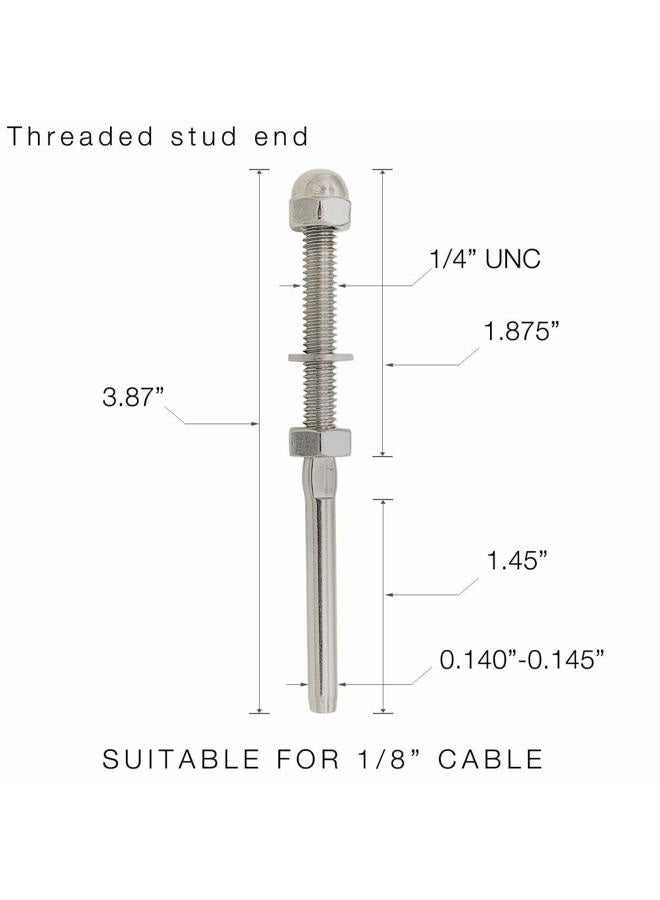 Fayevorite 50 Pack Threaded Terminal Stud End, Threaded Tension Stud End,Stainless Steel Hand Swage Stud for 1/8" Cable Deck Railing,Rail System, Cable Railing Kit,Cable Tensioner (50) - Image 2