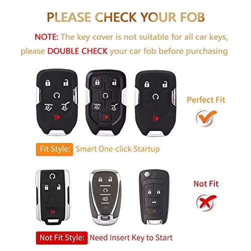 OFFCURVE غطاء مفتاح OFFCURVE لسيارة GMC Yukon/Yukon XL Terrain Acadia Sierra غلاف مفتاح TPU ناعم لسيارات Chevy Chevrolet Suburban Tahoe ملحقات السيارة حامل مفتاح ذكي عن بُعد 6 أزرار واقي مفتاح، أبيض - Image 2