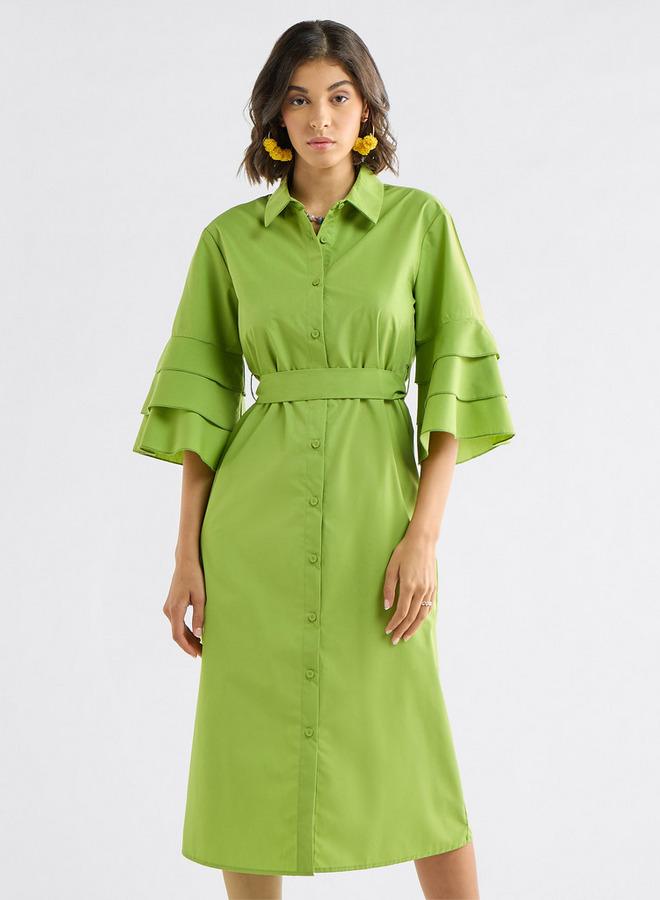 Splash FAV Ruffled Sleeve Shirt Dress - Image 2